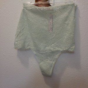 VICTORIA'S Secret High Waisted High Rise Lace Thong Green Panties Size Medium